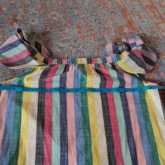 J.Crew Factory Size 6 Colorful Candy Stripe Off Shoulder Dress Cotton Short 160 - Picture 8 of 10